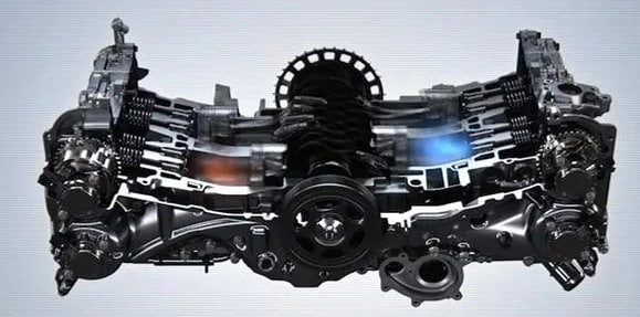 The Subaru Boxer engine is an example of the boxer-type engine. This design was first introduced by Karl Benz back in 1897. Today, this engine is a trademark for nearly all Subaru models. Its reciprocating motion and symmetrical layout allow the engine to mount low in the car.
